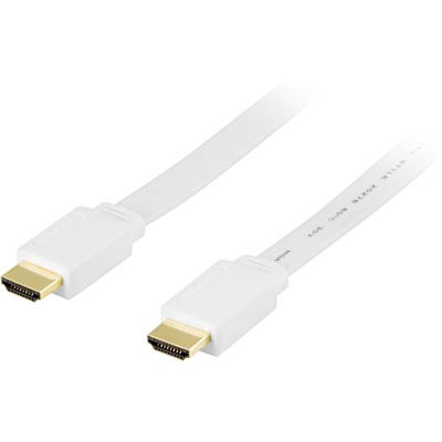 Deltaco HDMI 1.4 Cable, UltraHD, 1m, Flat, White